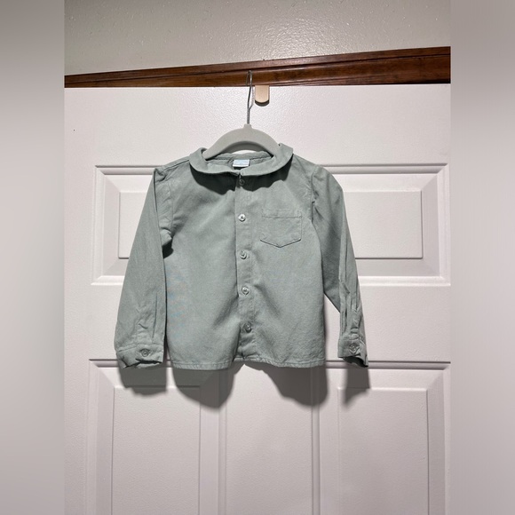 Edgehill Collection Sage Green Linen Button down Peter Pan collar Shirt 18 Month - Picture 2 of 16